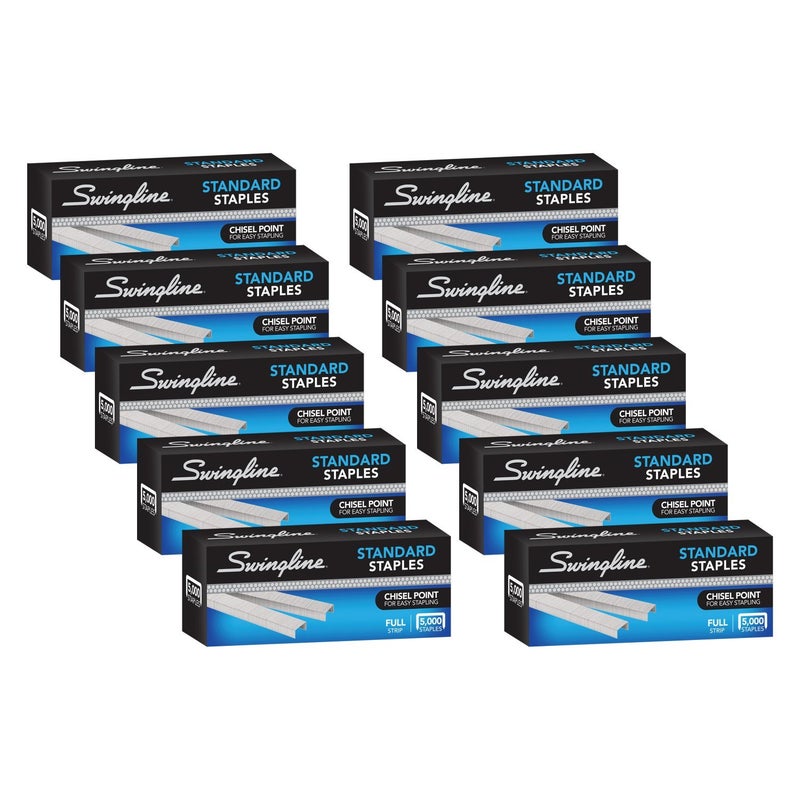 Swingline Staples, Standard Staples for Desktop Staplers, 1/4" Length, 210/Strip, 5000/Box, 10 Pack (35111) - Image 1